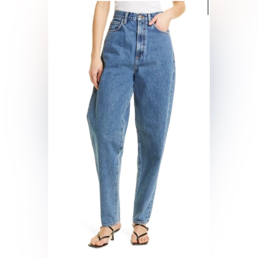 GOLDSIGN Nara High Waist Barrel Leg Jeans – Women’s Size 26 (True Blue)